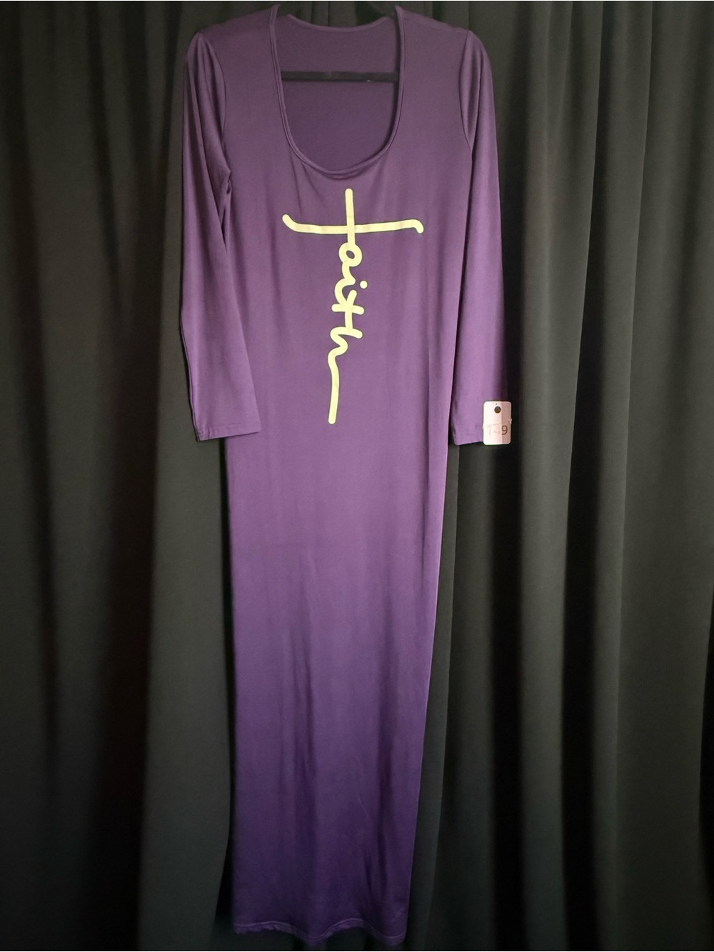 Long Sleeve Purple Maxi Dress with Faith Graphic